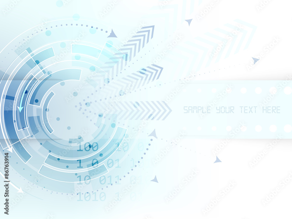 Technological abstract background with circle, arrows and stripe for text