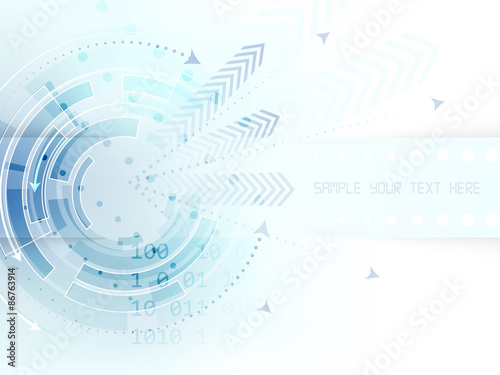 Technological abstract background with circle, arrows and stripe for text