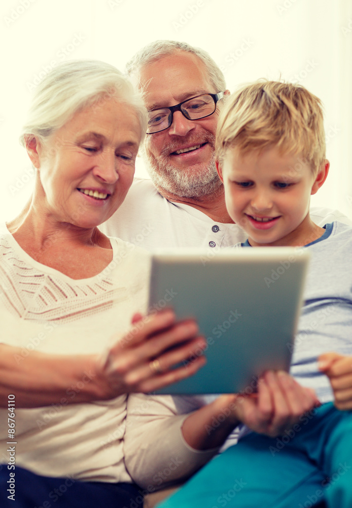 smiling family with tablet pc at home smiling family with tablet pc at home