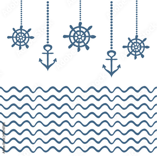 Blue and white nautical template