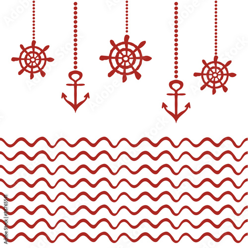 Red and white nautical template