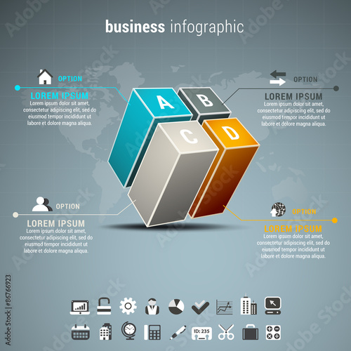 Business infographic made of cube.