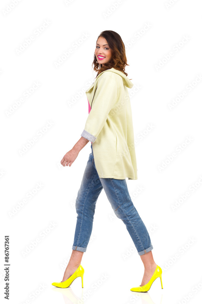 Smiling Walking Woman Smiling Walking Woman