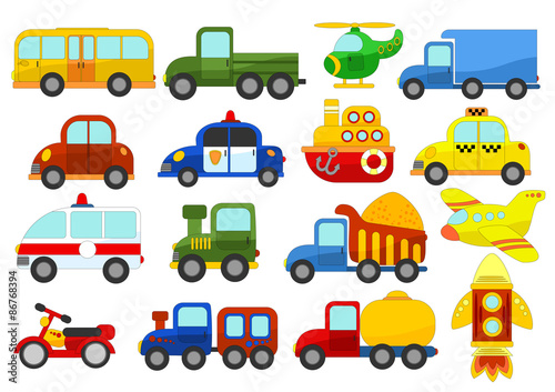 Set of different cars on white background #86768394