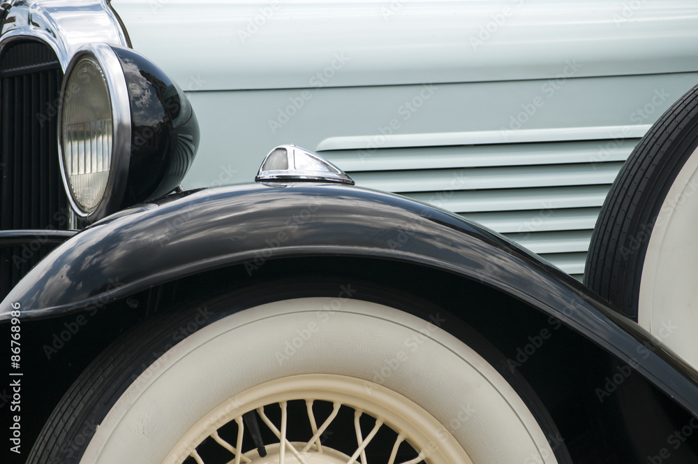 Detail of elegant old classic retro vintage car