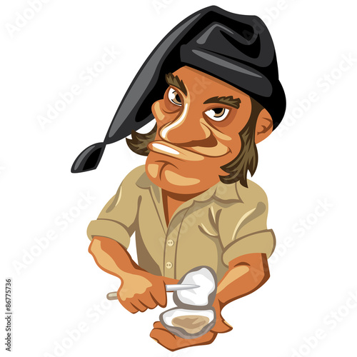 Caricature Portuguese Fisherman Oyster Vector