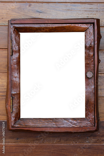 Vintage picture frame, wood plated, white background, clipping p