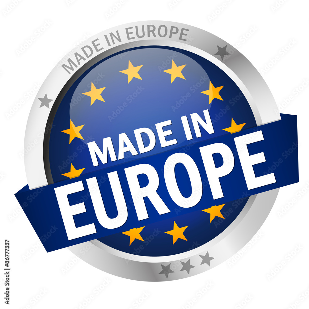 Button with Banner MADE IN EUROPE Button with Banner MADE IN EUROPE