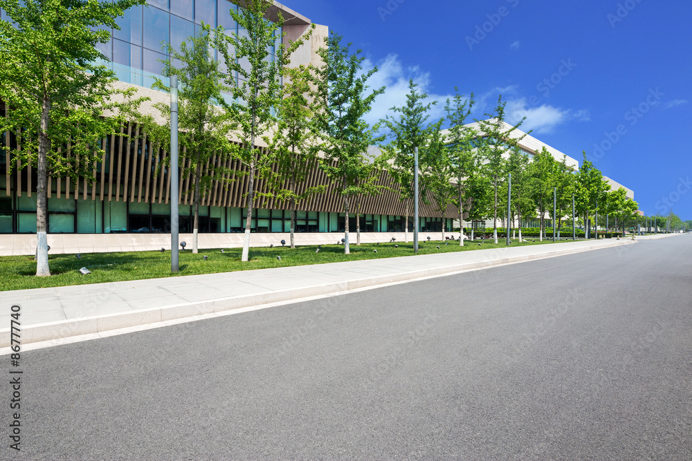 Fototapeta premium modern building with empty road floor