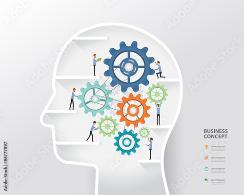 business man process and business creative in human head concept. light bulb in human head
