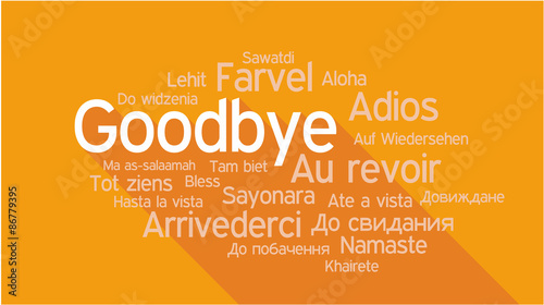 GOODBYE in different languages, word tag cloud photo