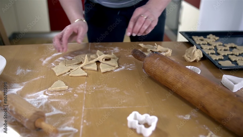 Making Christmas bell cookies from dough Making Christmas bell cookies from dough