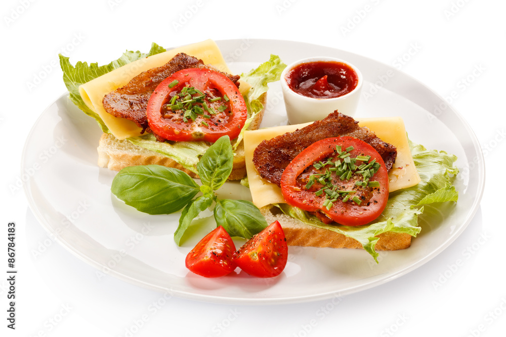 Sandwiches on white background 