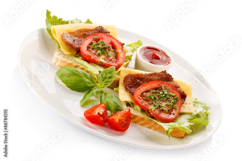 Sandwiches on white background 