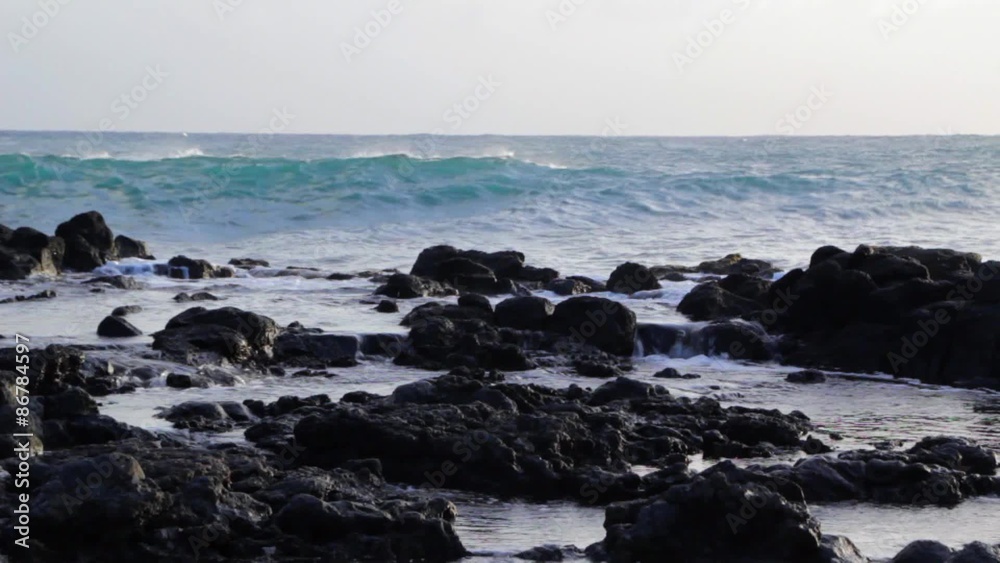 Beautiful Ocean waves crash on shore Beautiful Ocean waves crash on shore