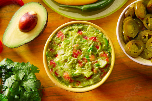 Принти на полотні Mexican food mixed guacamole nachos chili sauce