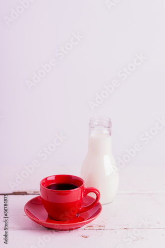 Coffee with milk. Selective focus.