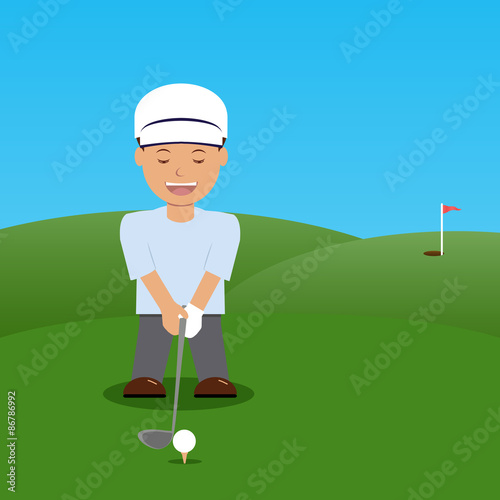Illustration golfer before impact