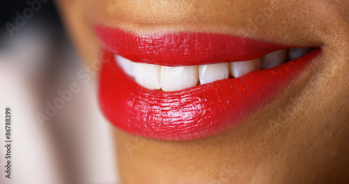 Canvas Print Closeup of woman puckering lips