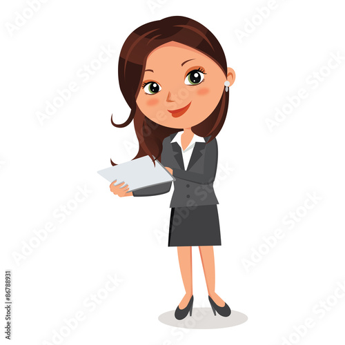 Business woman with touchscreen tablet