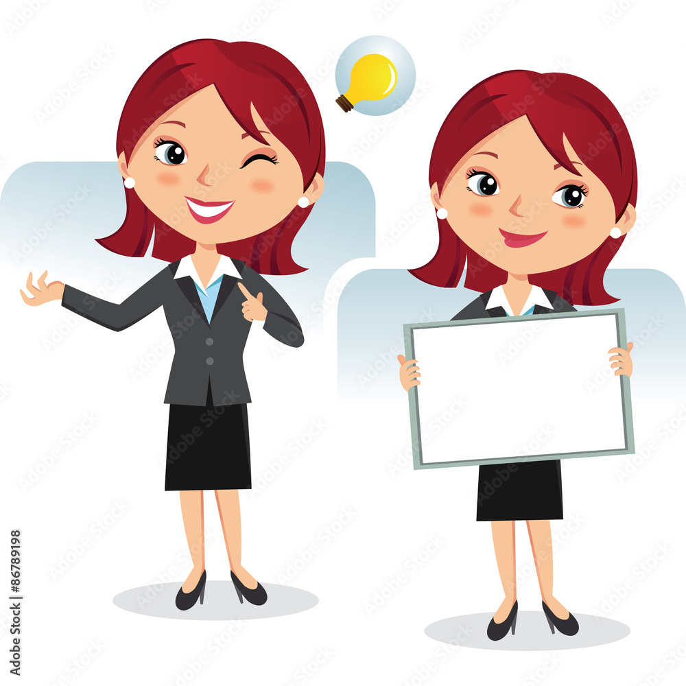 Business woman with whiteboard. Presentation. Business woman with whiteboard. Presentation.