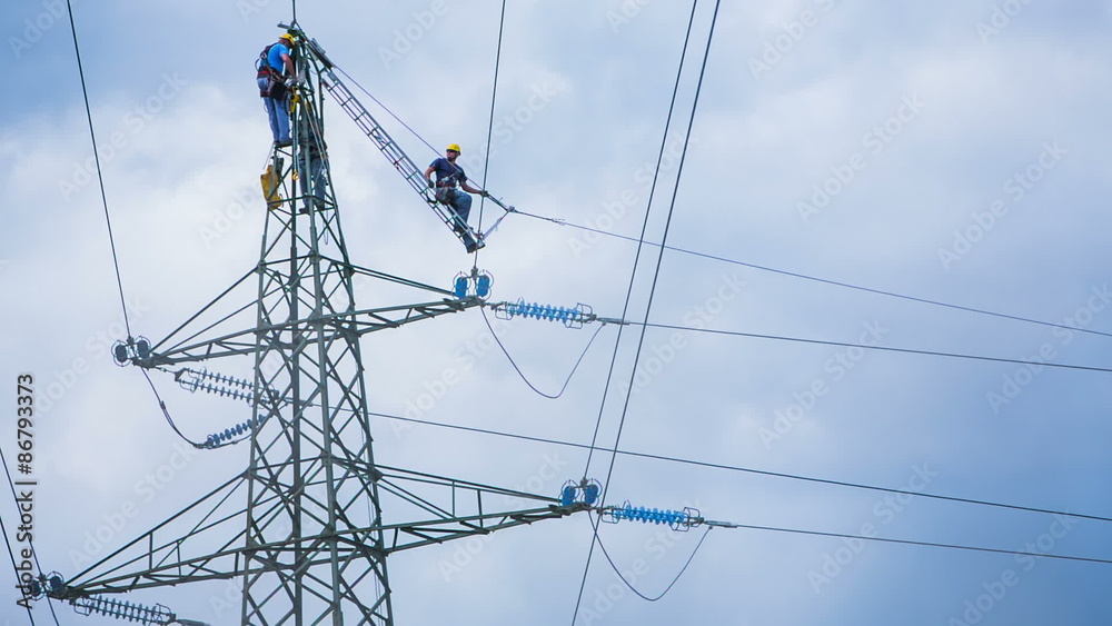 Electric crew repair power lines