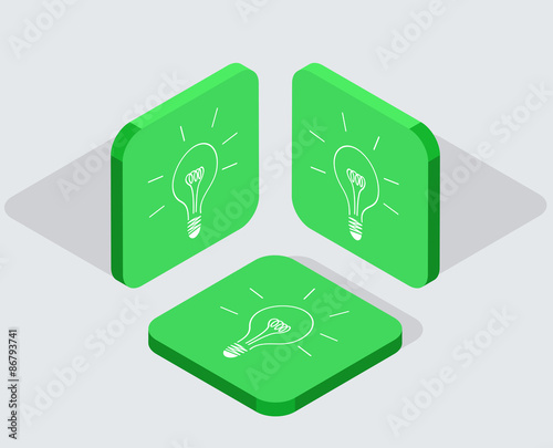 Vector modern 3 isometric app icons 