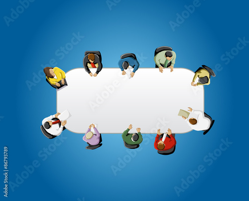 Meeting table with business people working on office
