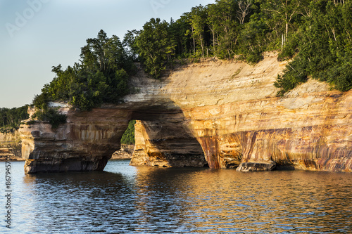 Pictured Rocks National Lakeshore, beautiful formation and colors of rocks at Upper Peninsula, Munising, Michigan photo