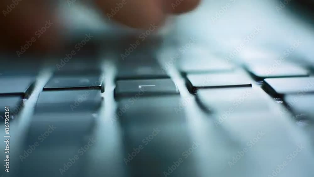 MACRO shot of a person typing on his keyboard. Canon 5D mark 3, Magic Lantern RAW, Canon 50mm f1.4