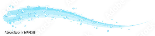water drops on a blue drawn line on a white background