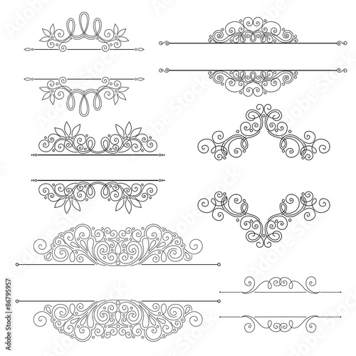 Vector Set of Calligraphic Design Elements and Page Decorations