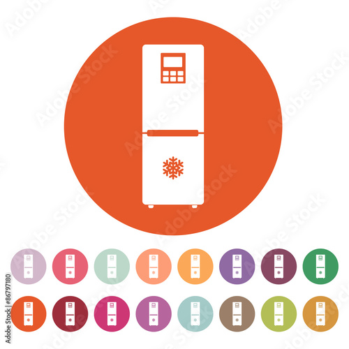 The icebox icon. Fridge and refrigerator symbol. Flat