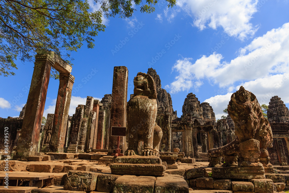 Lion and Naga in Bayon Temple