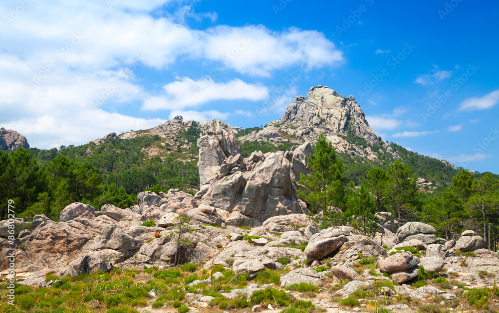Mountains and cloudy sky, Corsica, France Mountains and cloudy sky, Corsica, France