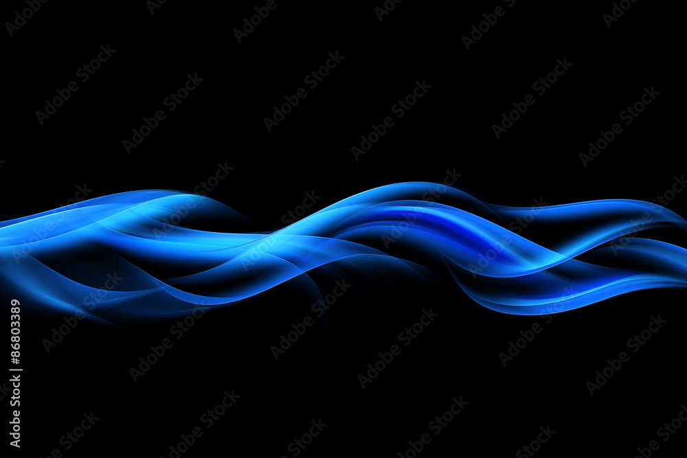 Elegant Dark Blue Fractal Waves Art Abstract Background - obrazy, fototapety, plakaty 