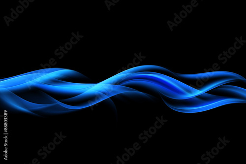 Elegant Dark Blue Fractal Waves Art Abstract Background © SidorArt