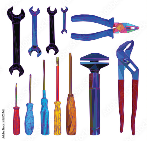 Vector low poly design modern illustration set of craft, tools and equipment | craftsman Isolated on white background
