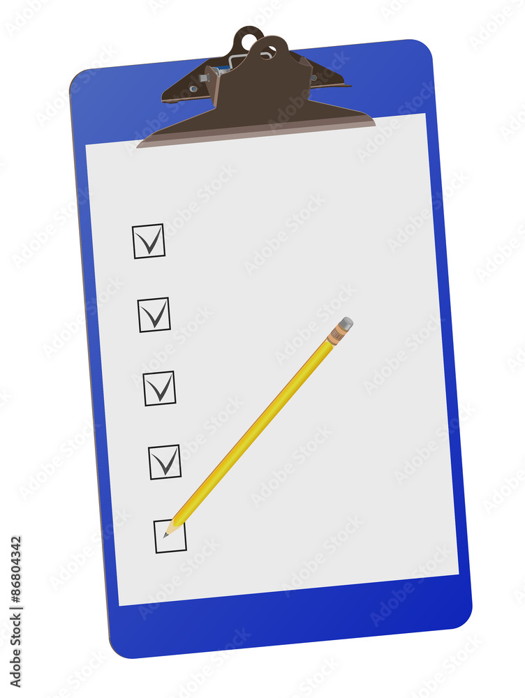 Clipboard with checklist and pencil - vector Clipboard with checklist and pencil - vector