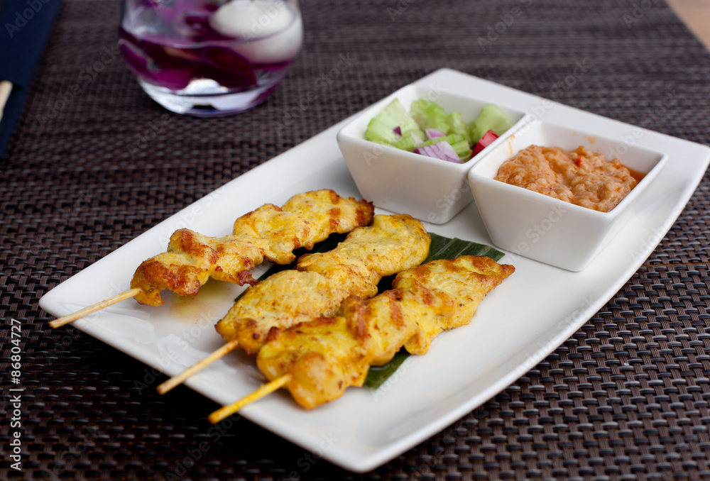 Grilled Pork Satay with Peanut Sauce and Vinegar Grilled Pork Satay with Peanut Sauce and Vinegar