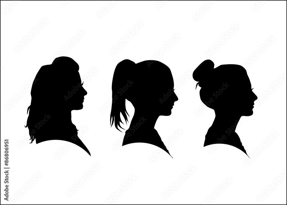 Silhouette of the girl in profile