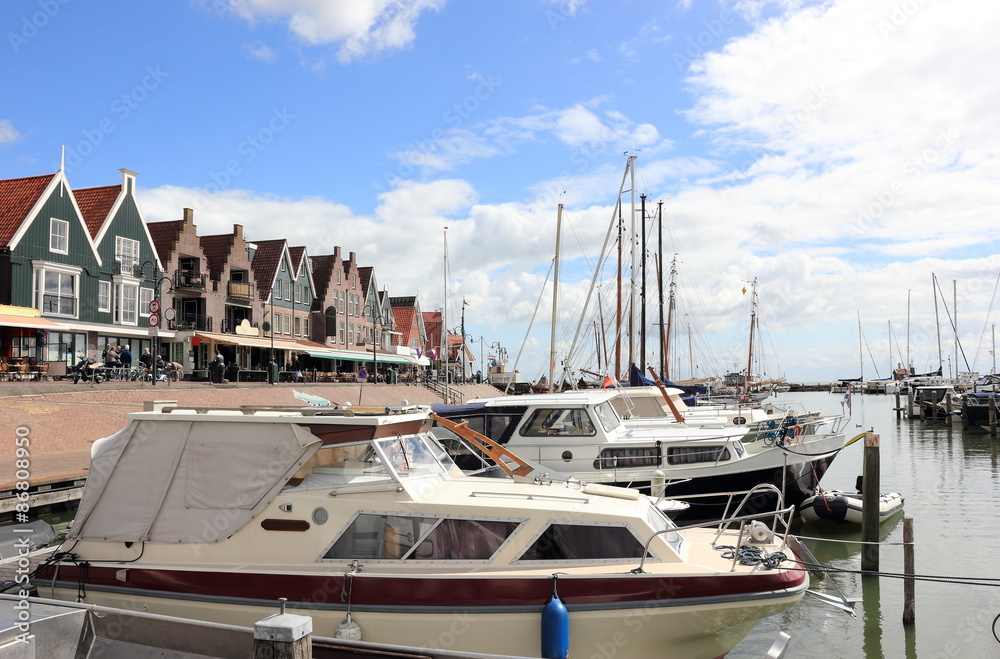Fototapeta premium The Harbor of Volendam. The Netherlands. 