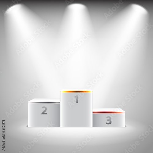 Illuminated stage podium for winners vector