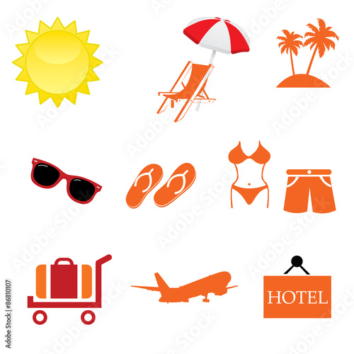 color Summer Icons with White Background vector