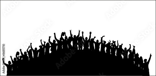 The crowd of fans silhouettes