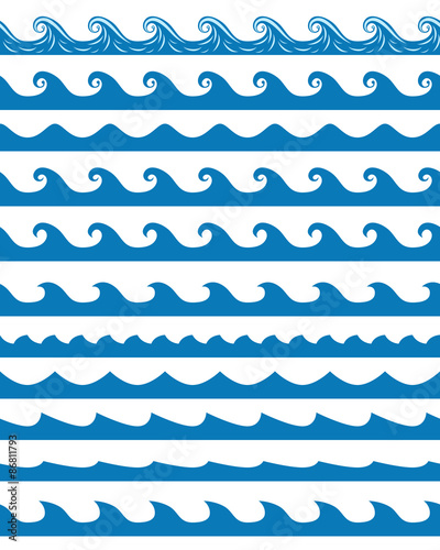 Seamless waves patterns set photo