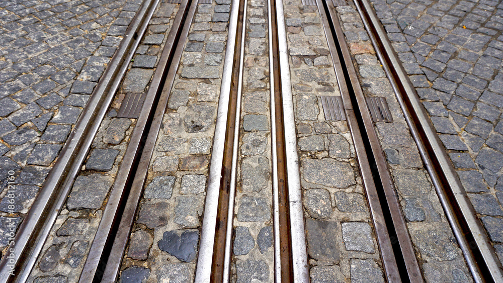 Fototapeta premium Tram way in lisbon
