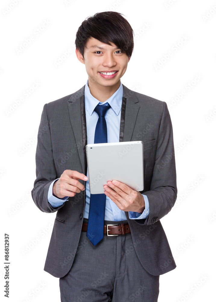 Asian Businessman use of the tablet pc
