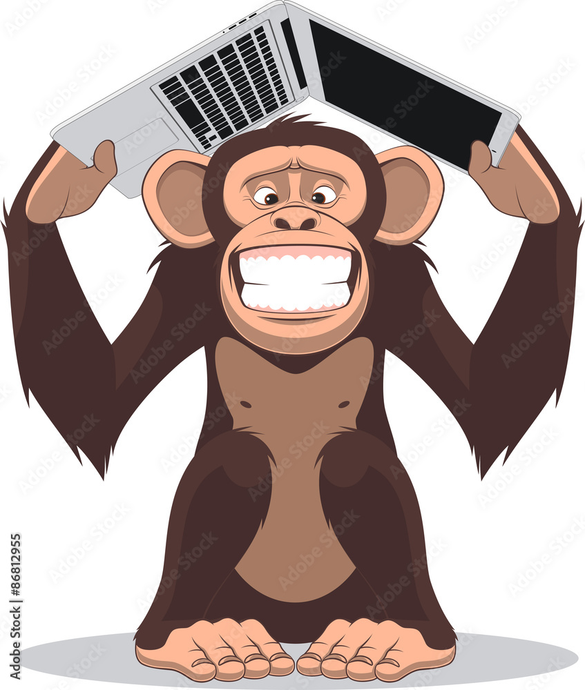 Obraz premium Monkey and computer