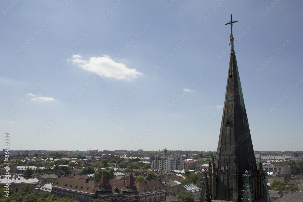 Fototapeta premium Gothic cathedral dome with a cross